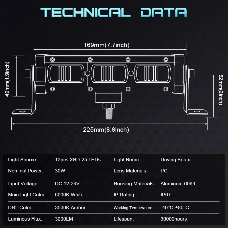 Slim 8/14/20 inch LED Light Bar 6D LED Bar White Yellow DRL Work Light Fog Light For Offroad 4x4 Car Truck ATV UTV SUV 12V 24V