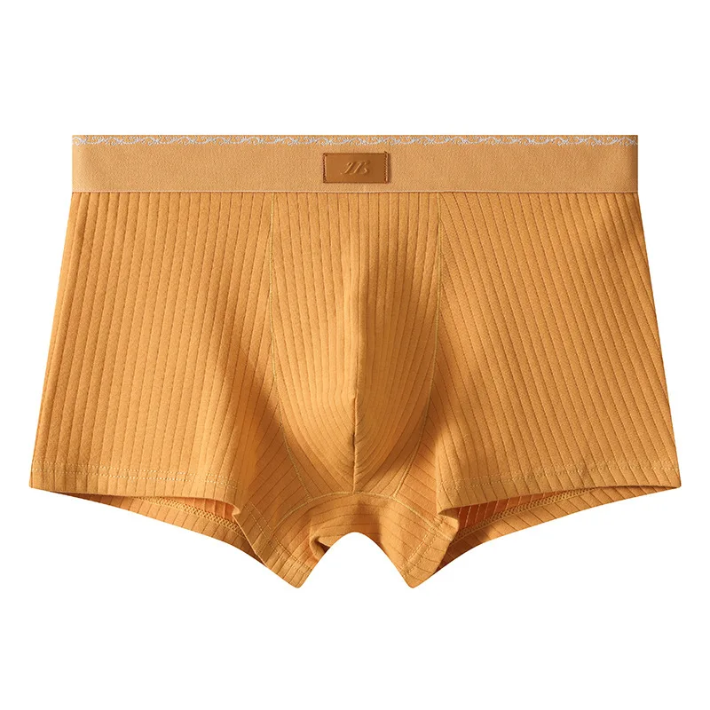 Man Boxers Soft Cotton Texture Thread Underwear  Calzoncillos Hombre Solid Color Mid-Waist Large Size Breathable Panties