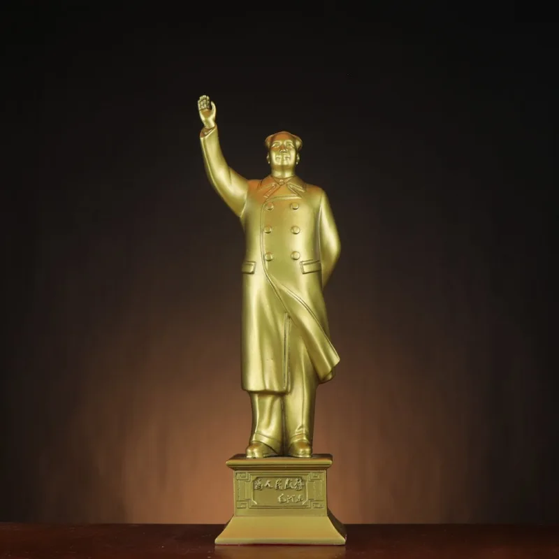 Grandpa Mao Bronze Home Office Decoration, With Waving Hand, Chairman In Trench Coat, Standing Statue Of Chairma