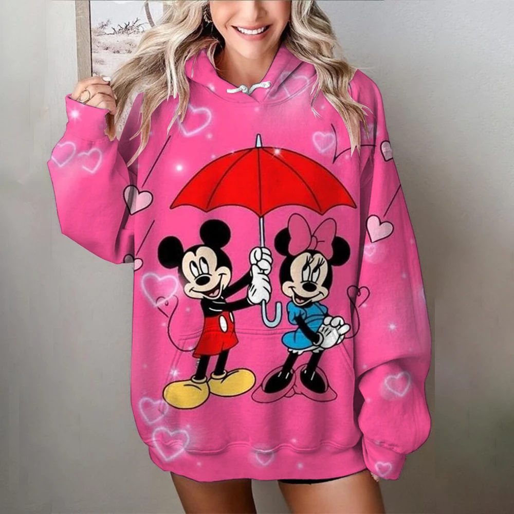 2024 New Women\'s Sweatshirt Loose-fit Disney Mickey Mouse print Hooded Jacket Korean Style Ins Trendy Printing Letter Autumn/win