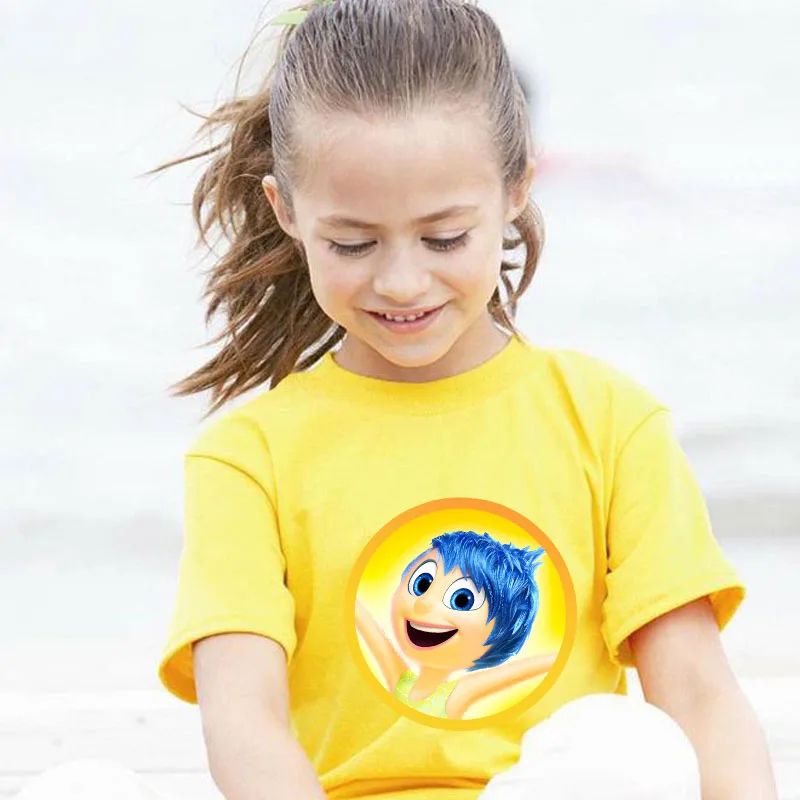 Inside Out 2 T-shirts for Children Joy Sadness Anxiety Anger Outdoor Clothes Fashion Boy Girl Disney Cartoon Top Shirts Gifts