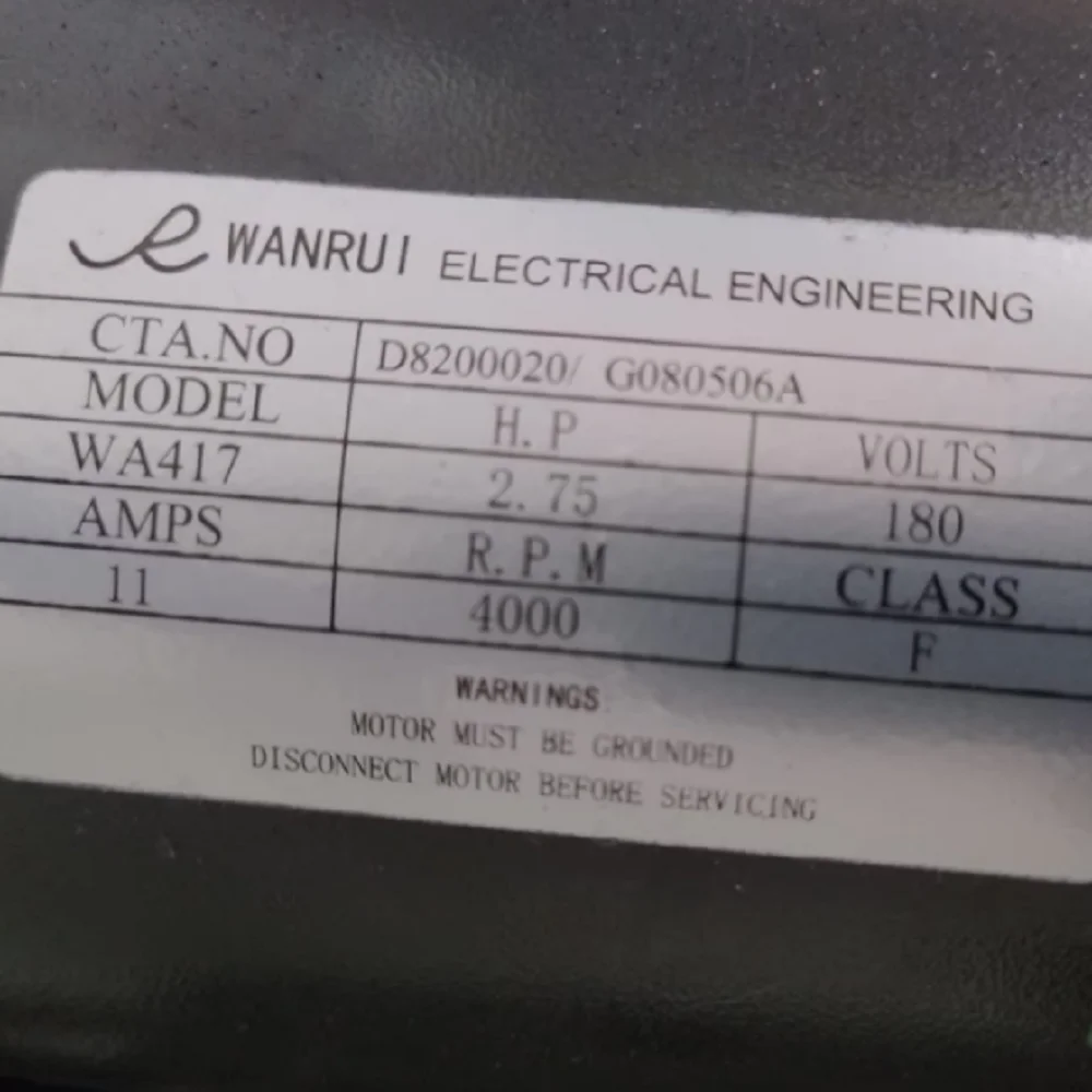 2.75HP DC 180V 4000RPM Treadmill Motor, Class F Insulation