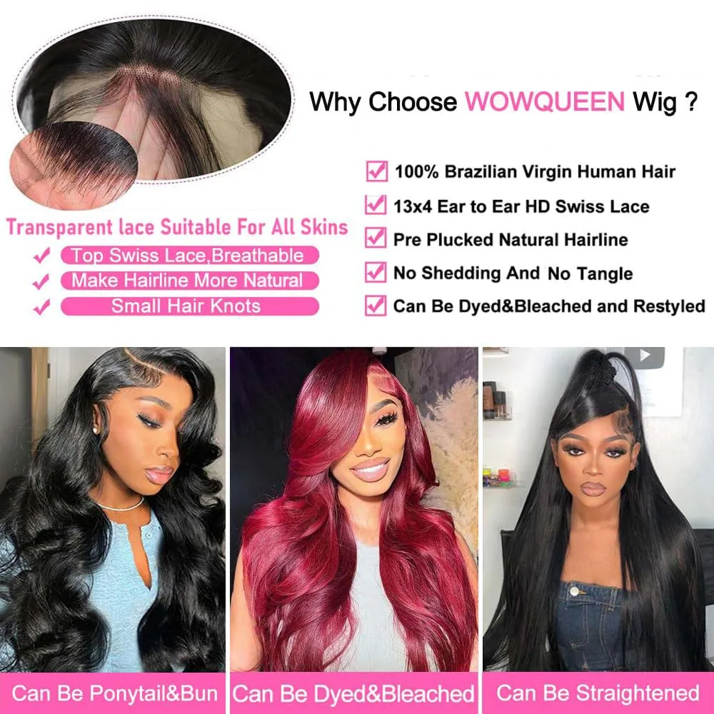 28 30 inches 13x4 lace front wig human hair pre-plucked wavy lace front wig human hair 180% density front wig Natural Black image 2