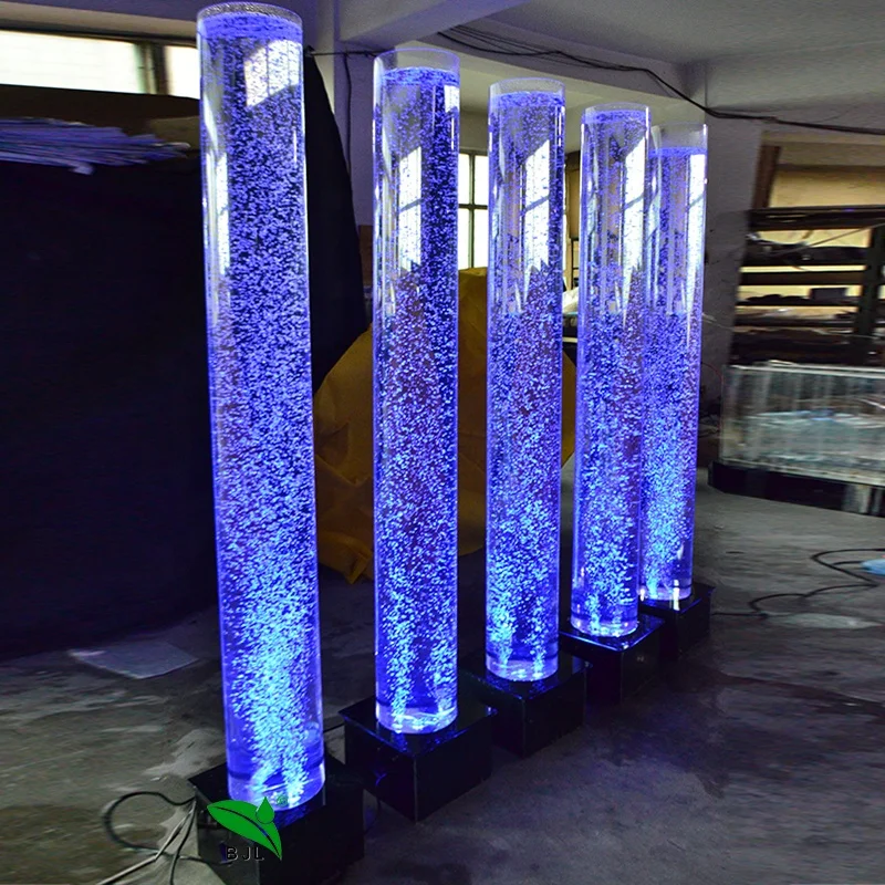 Custom indoor decoration LED colorful changing glowing aquarium water bubble lamp column