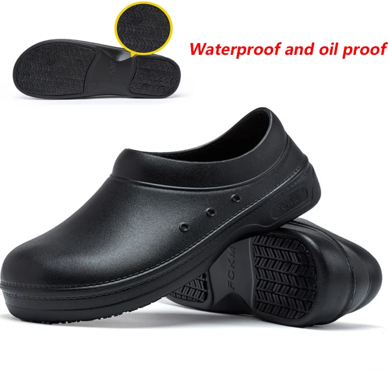 STRONGSHEN Men Chef Shoes Waterproof Oilproof  Anti-skid Kitchen Master Restaurant Shoes Outdoor Fishing Shoes Working Shoes