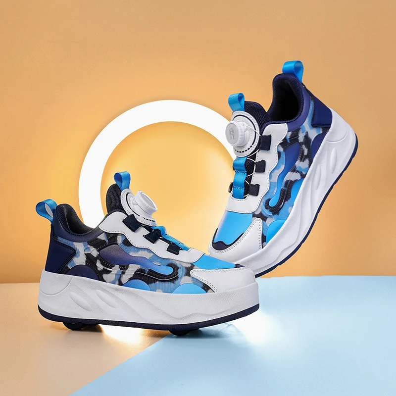 Teen Swivel Buckle Sneakers, Multifuncional destacável sapatos de roda, Premium respirável estudante patins