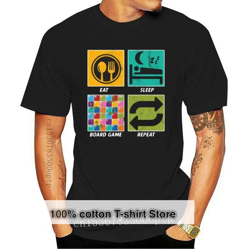 New Men t-shirt Eat Sleep Board Game Repeat Strategy Gameplay Chess Snakes And Ladders Gift tshirt Women t shirt