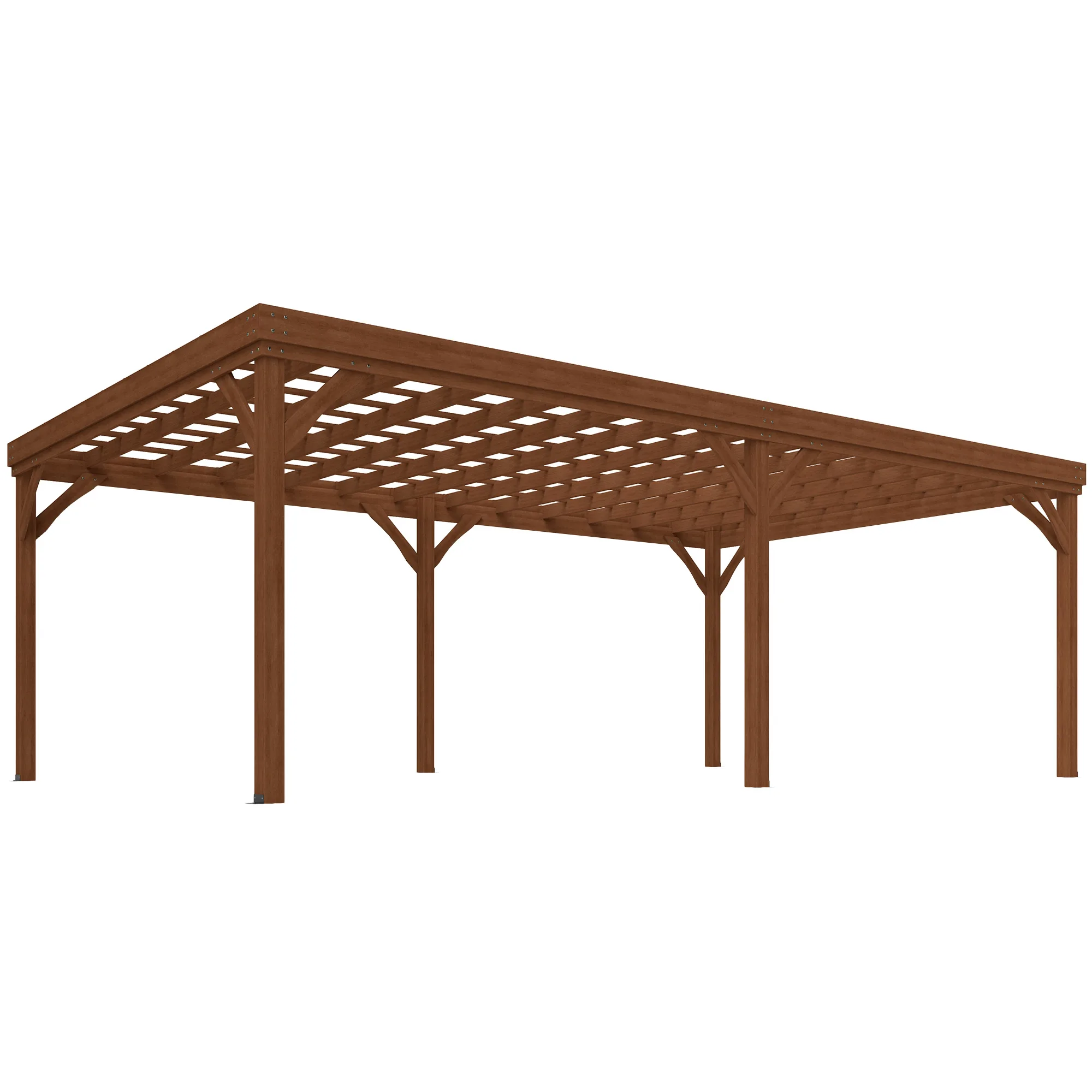 12' x 20' Outdoor Wood Pergola Gazebo with Stable Structure, Brown