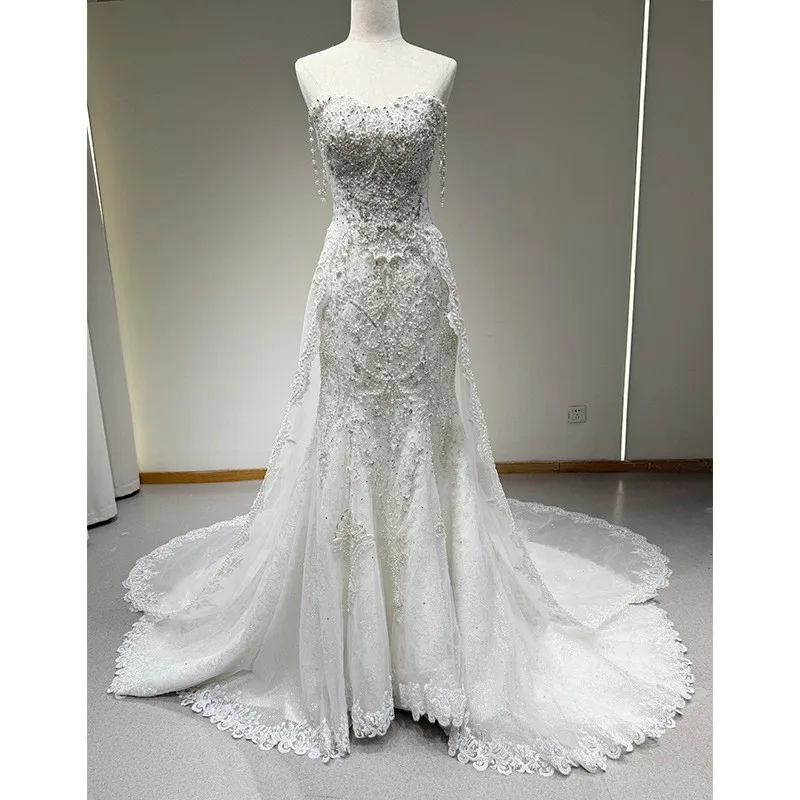 

A new fishtail chiffon main fabric light luxury and niche wedding dress for welcoming guests getting married