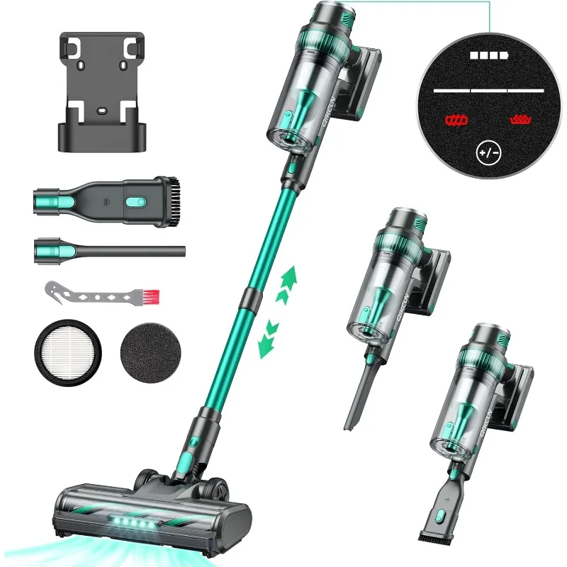 

Cordless Vacuum Cleaner - 250W/30Kpa Powerful Stick Vacuum, 90000RMP Motor, LED Display, 3 Modes, 40Mins Runtime Rechargeable