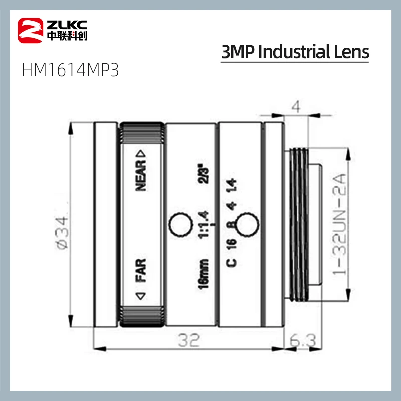 16 مللي متر البعد البؤري الثابت كاميرا FA 3 ميجابيكسل 2/3 ''C جبل فتحة F1.4 دليل آلة القزحية كاميرا الرؤية لعدسات CCTV 3MP #4