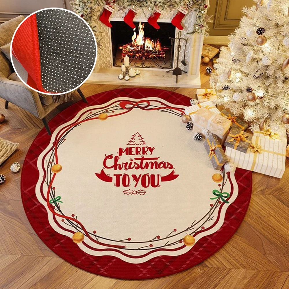 

1PC Christmas Living Room Decoration Living Room Bedroom Festive Red Festive Atmosphere Decorated Christmas Tree Decorations Rug