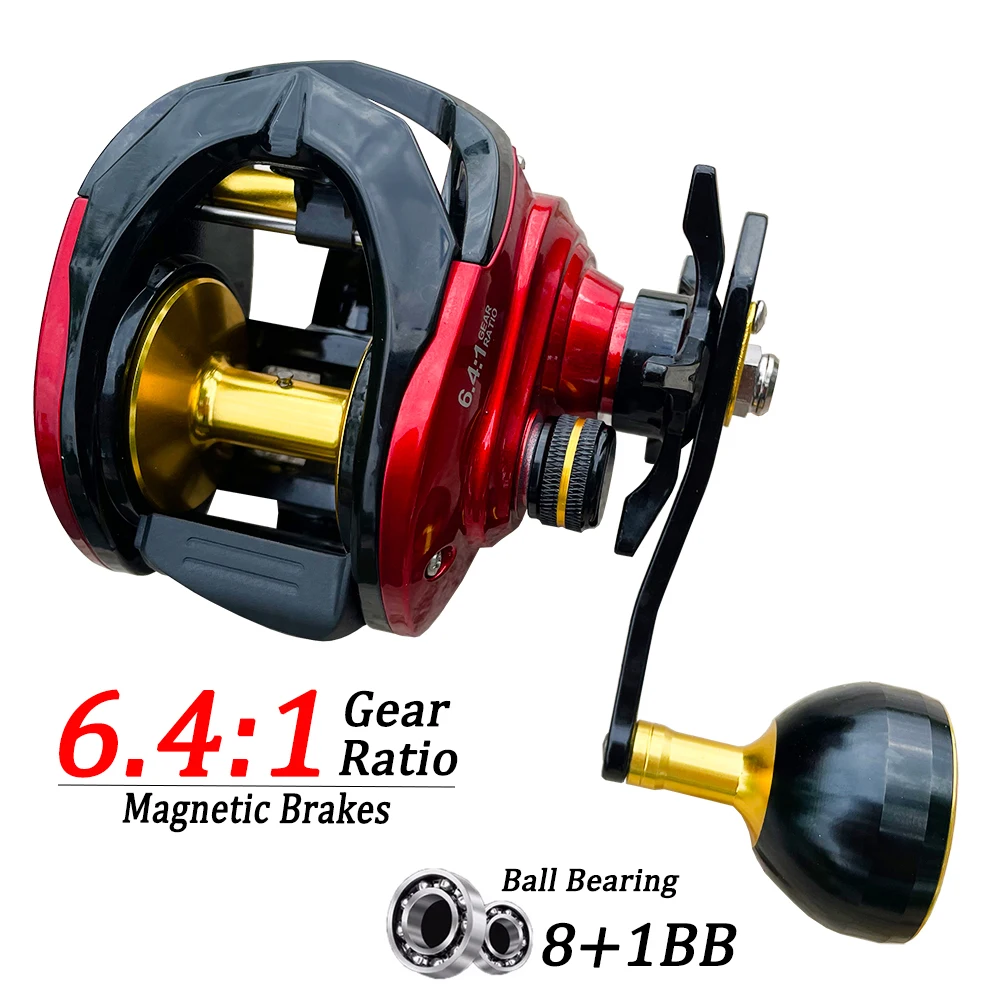 Ultra Light Baitcasting Fishing Reels Long Casting Carbon Frame 8+1BB 6.4:1 Gear Ratio Deep Spool Sea Jigging Fishing for Carp