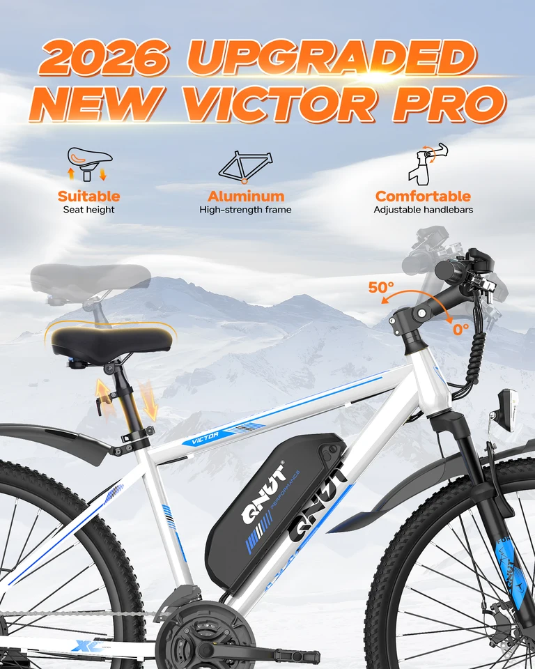 QNUT Electric Bicycle for Adults – 21‑Speed Gear 26" Mountain Electric Bike, 1000W Peak, 20MPH, 36V 10.4Ah Removable Battery, Aluminum Frame, UL 2849 Certified Ebike image 7