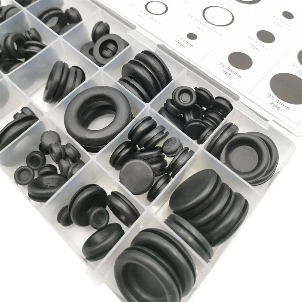 125pcs Rubber O-ring Assortment Set Car Air Conditioner Sealing Ring Coil Guard Retaining Firewall Hole Plug