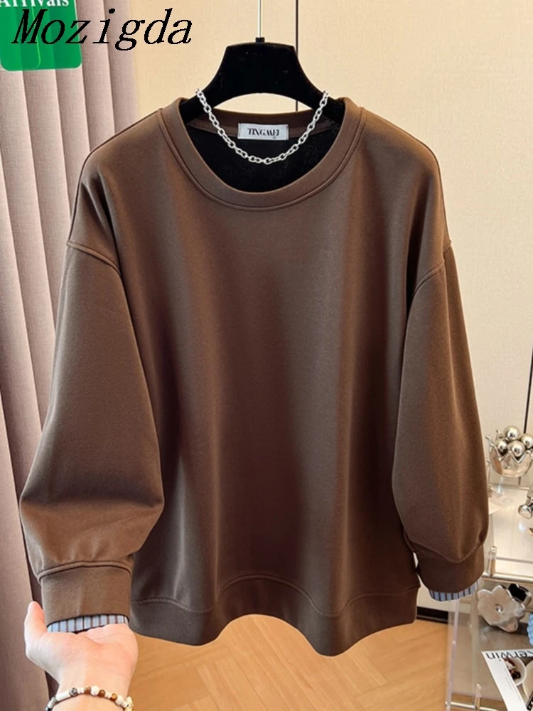 

Весенне-осенняя поддельная рубашка из двух предметов с капюшоном, женская лоскутная свободная женская куртка Lazy Oaf, топы, толстовка с круглым вырезом