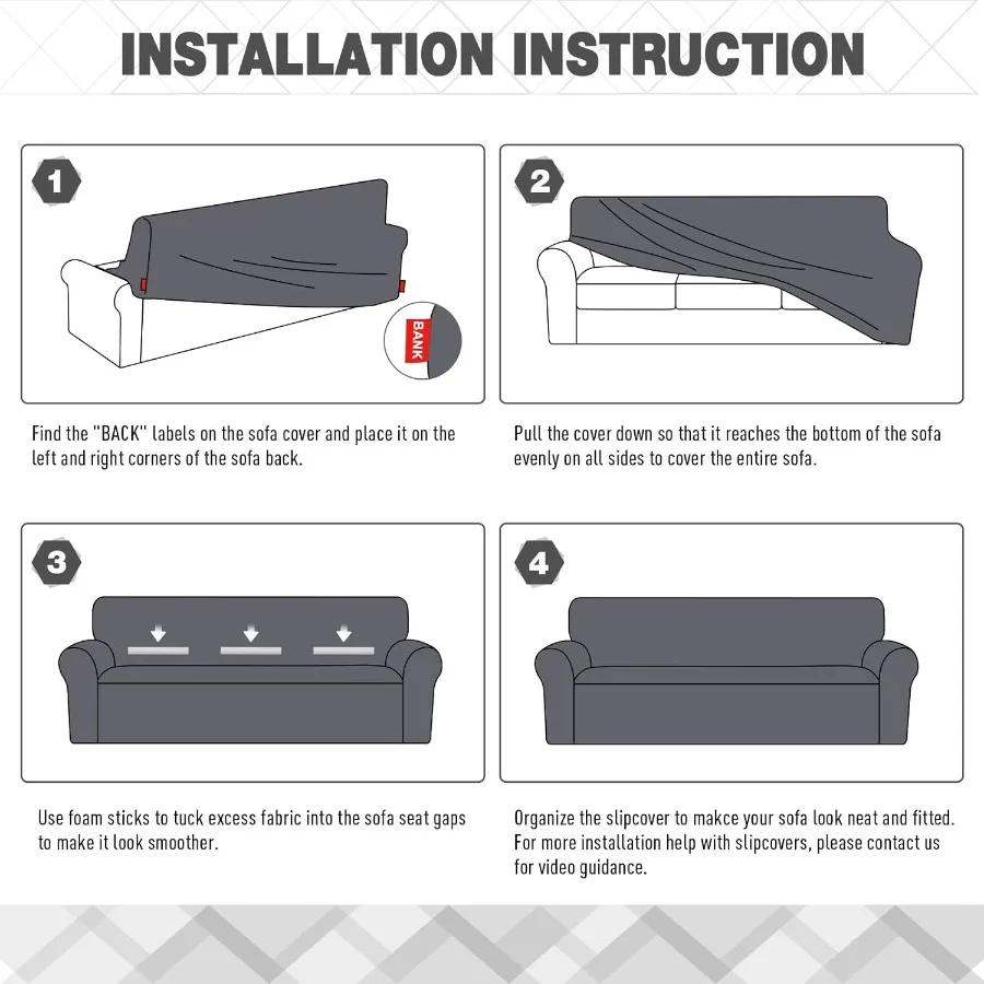 Uniwersalny pokrowiec na sofę z 3 siedziskami, z antypoślizgową konstrukcją i miękką, zmywalną tkaniną żakardową, ochraniacz na meble.