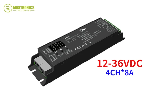 DC12-36V/48V D4-E D4-P 4 Channel PWM DMX Decoder D5-E D5-P 5CH DMX512 Controller Digital Display XLR3 RJ45 For RGB RGB +CCT Tape