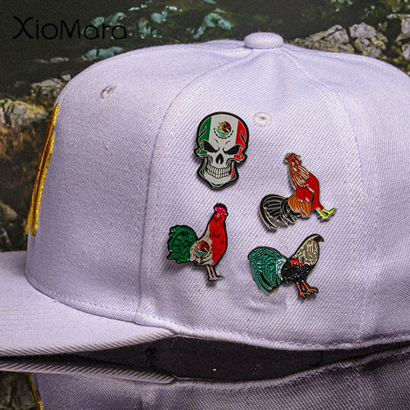 Mexican Metal Hat Pins Retro Cartoon Rooster Enamel Pin Golf Baseball Cap Decorative Brooch Clothing Jewelry Gifts For Friends