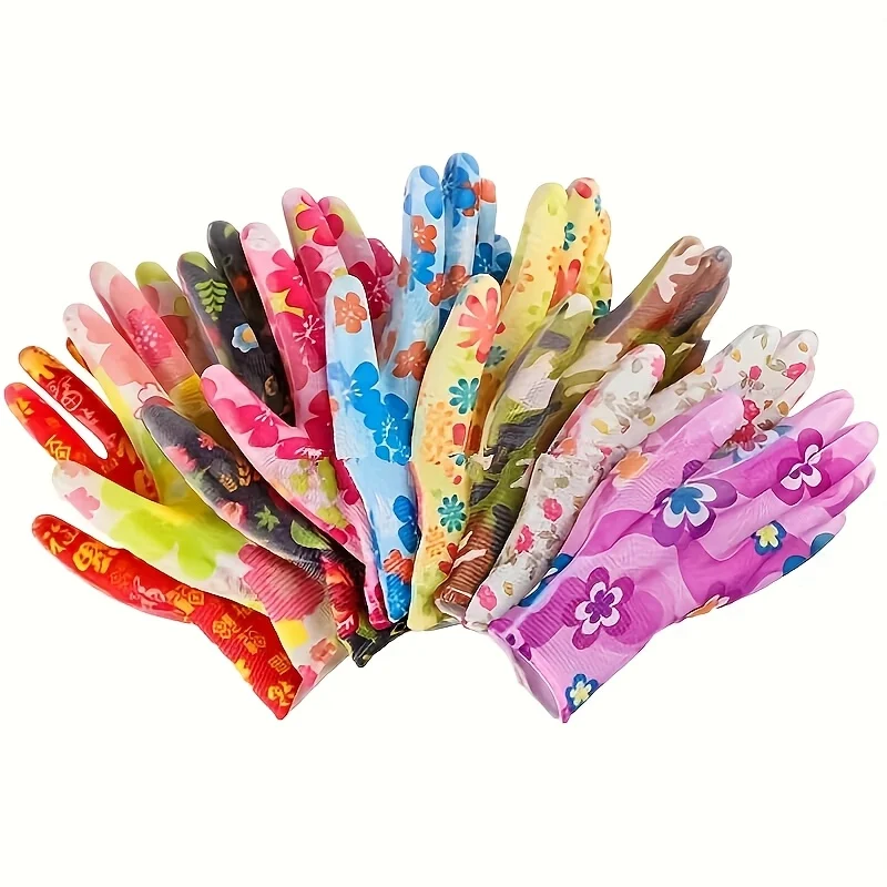 10 قطع من قفازات النايلون، قفازات للفصول الأربعة، قفازات نسائية، قفازات مطبوعة، قفازات متعددة الأغراض