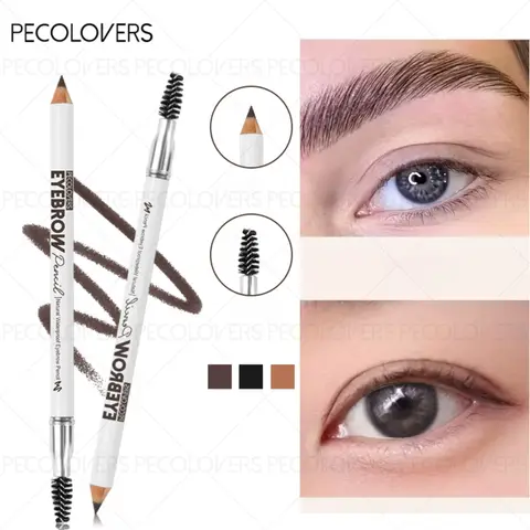 1 lápis de sobrancelha à prova d'água - pincel de ponta dupla, todas as estações, sobrancelhas naturais de longa duração, preto/marrom