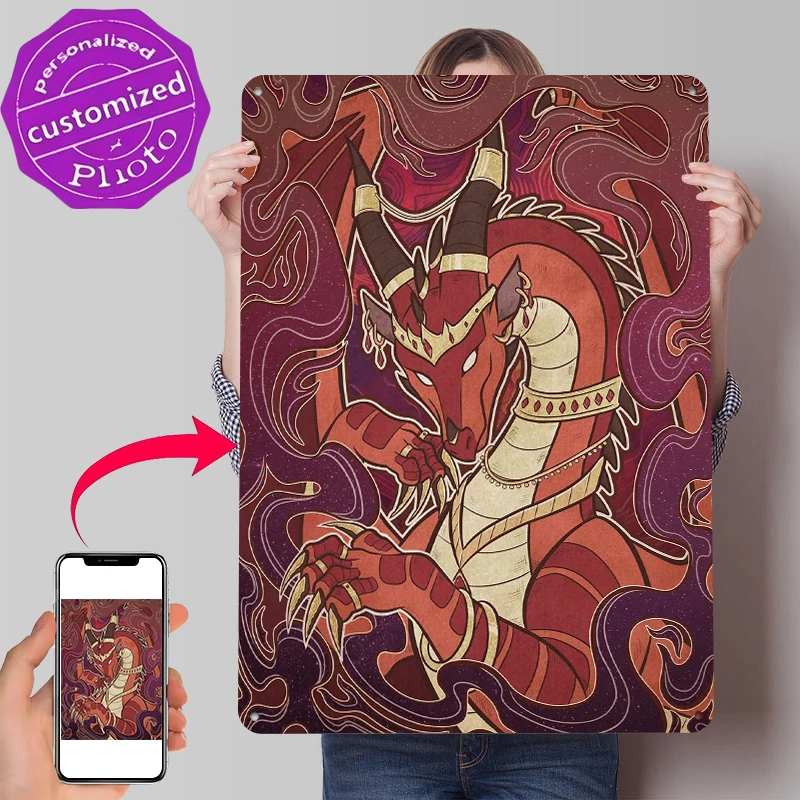 Feuerdrachen-Metallposter, personalisierte Wandkunst, Retro-Vintage-Blechschilder für die Wohnung, Dekoration, Raumgestaltung, Dekorationen, Dekor