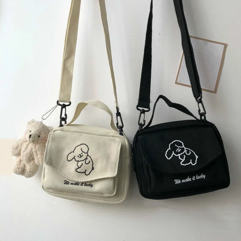 Women Messenger Bag Ladies Canvas Printed Cute Envelope Small Tote Bag Lady Sweet Cartoon Students Shoulder Bag