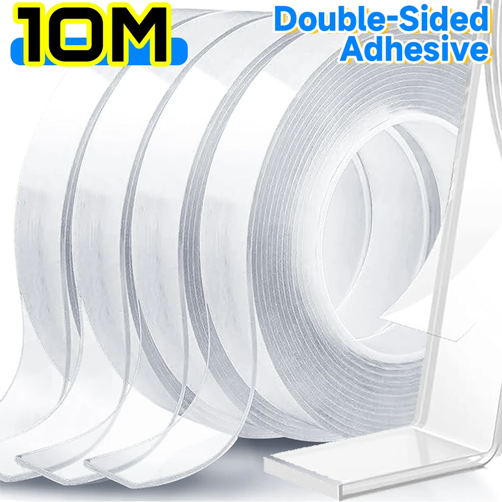 1/10M Clear Double Sided Adhesive Tape Reusable Traceless Waterproof Decorative Gel Sticker Strong Sticky Mounting Strips