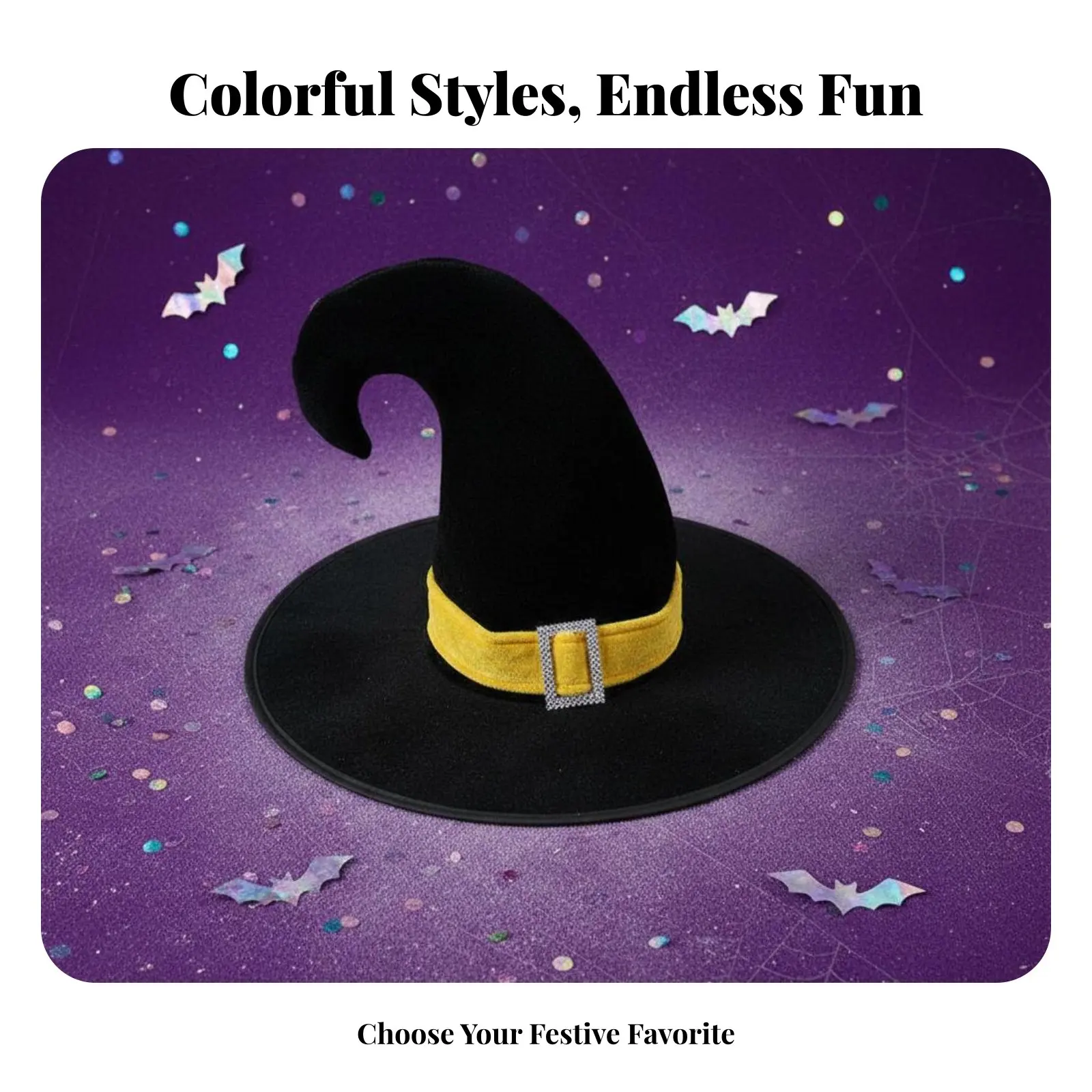 

Кривая шляпа ведьмы: вневременный черный аксессуар для костюма, создающий мрачный атмосферный образ, с широкими полями, для любителей Хэллоуина и сценических выступлений.