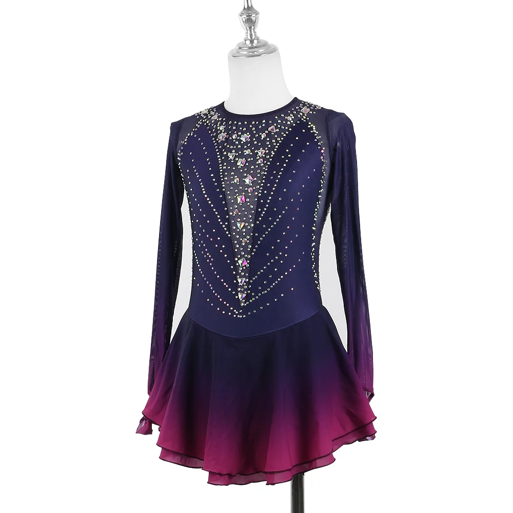 Zagitova Figure Skating Dress For Women Girls Ice Skating Skirt Performance Competition Gradient Purple Gradient Kosten