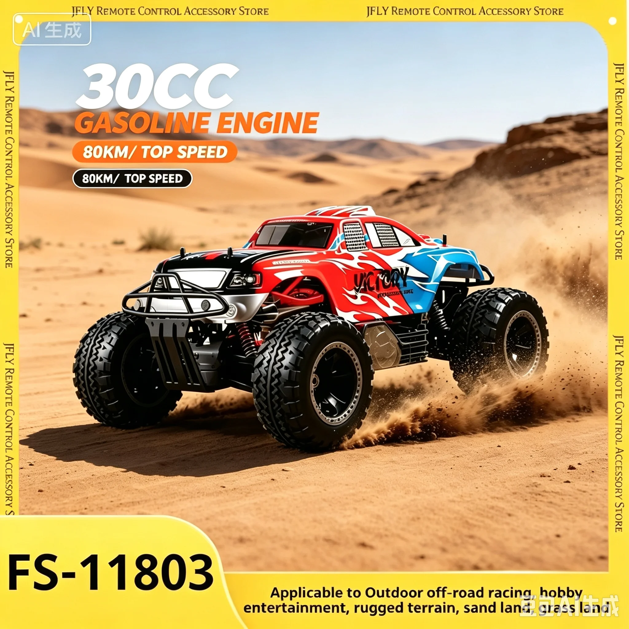 Rc Hobby Grade Monster Truck - 1/5 FS‑11803 ガス駆動 30cc RCモンスタートラック 4WD