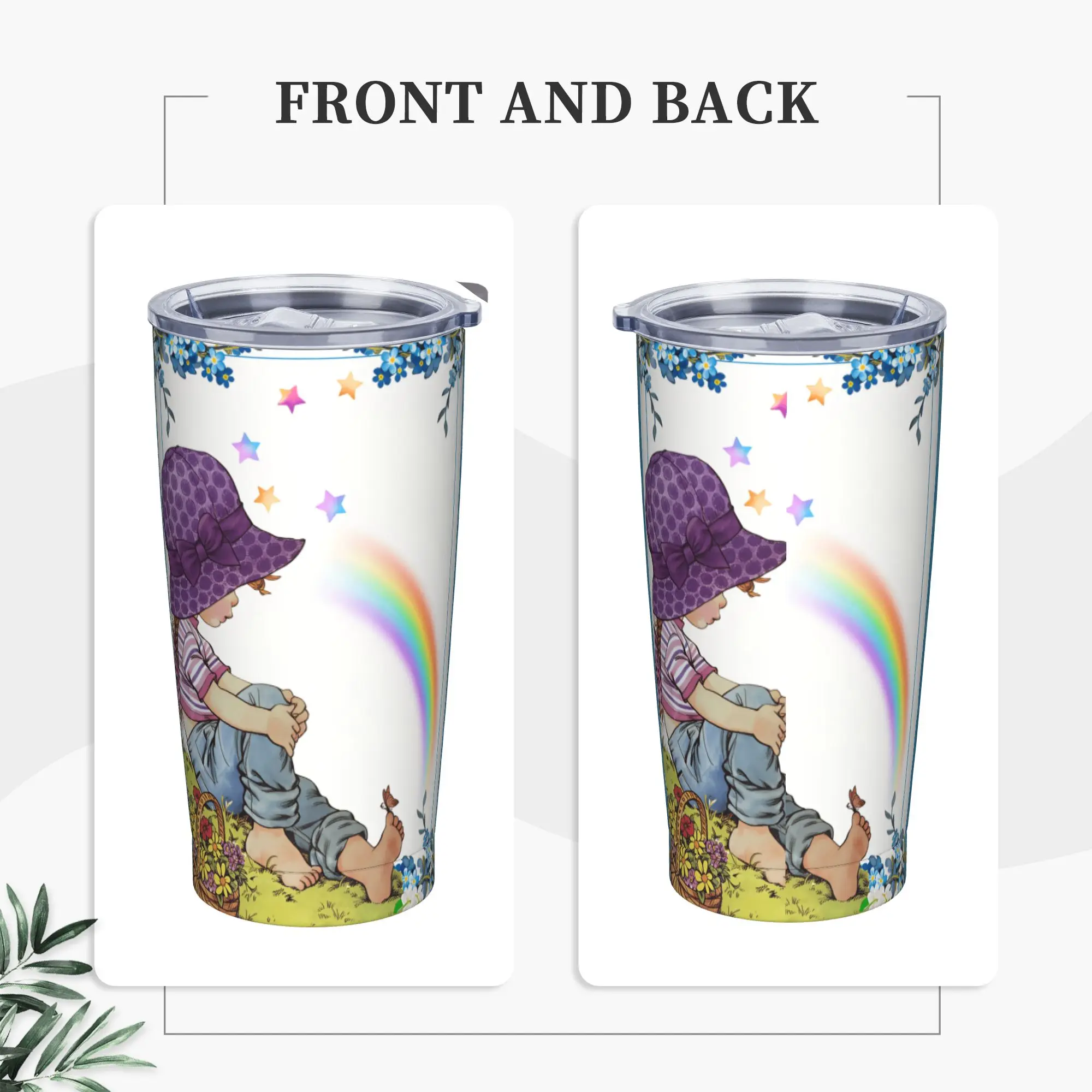 Art Sarah Kay Swing Girl Stainless Steel Tumbler  Travel Mugs Cup Large Thermal Cups Insulated Hot Drinks Milk Tea Water Bottle