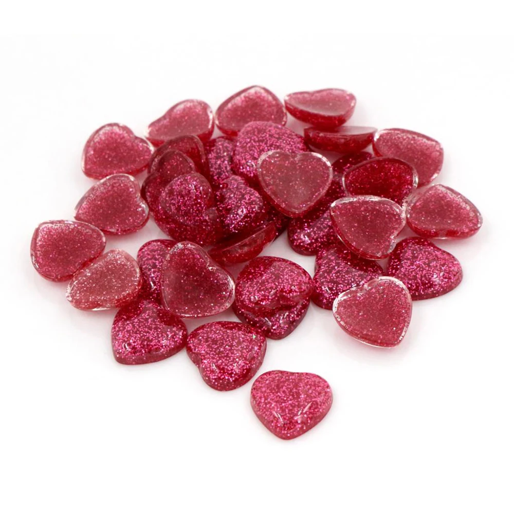 40pcs Heart Style Flat Back Resin Cabochons for DIY Accessories