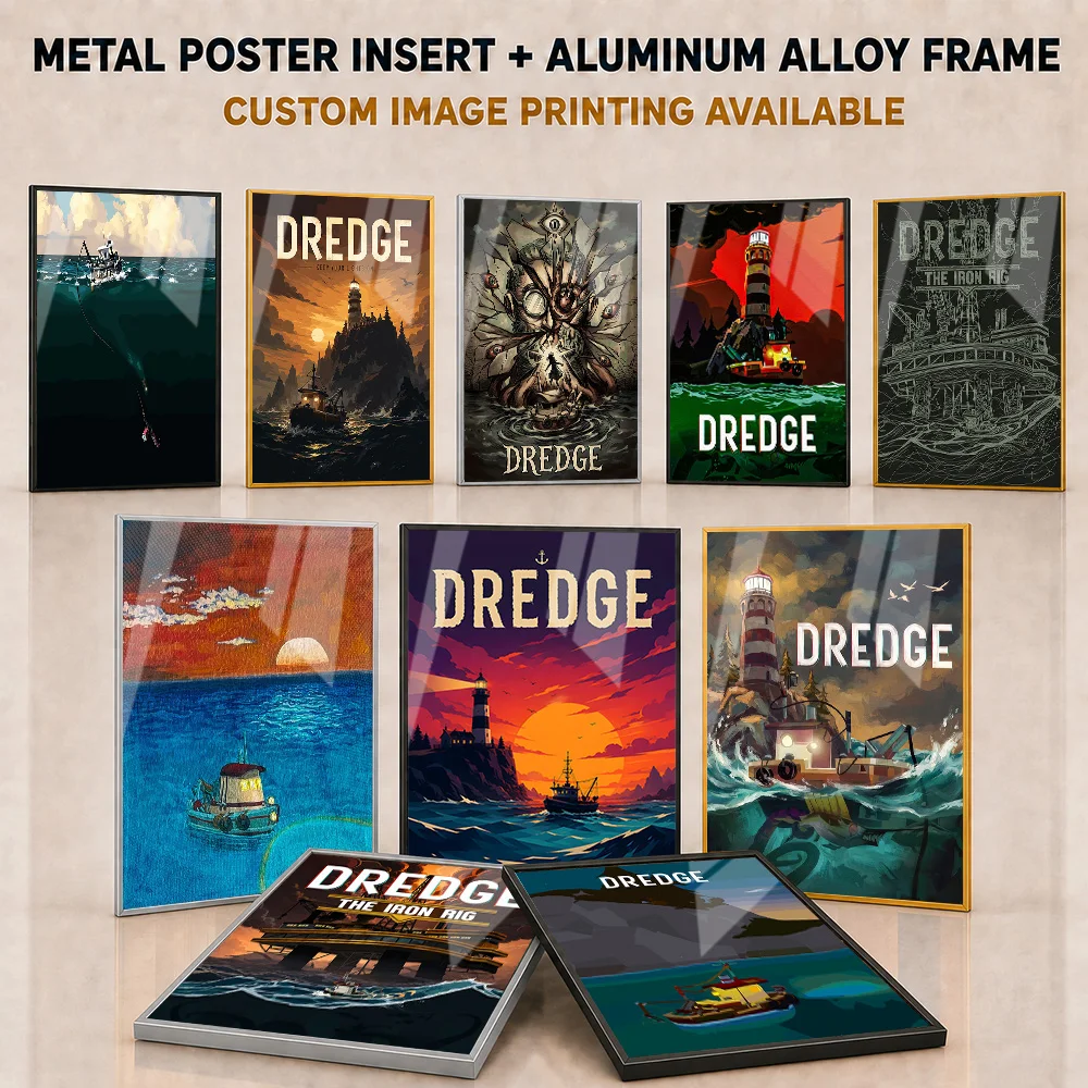 Dredge Framed Aluminum Metal Poster Customized Bold Haunting Creature Encounter Wall Art Made For Game Room Thrill Seeker Gift