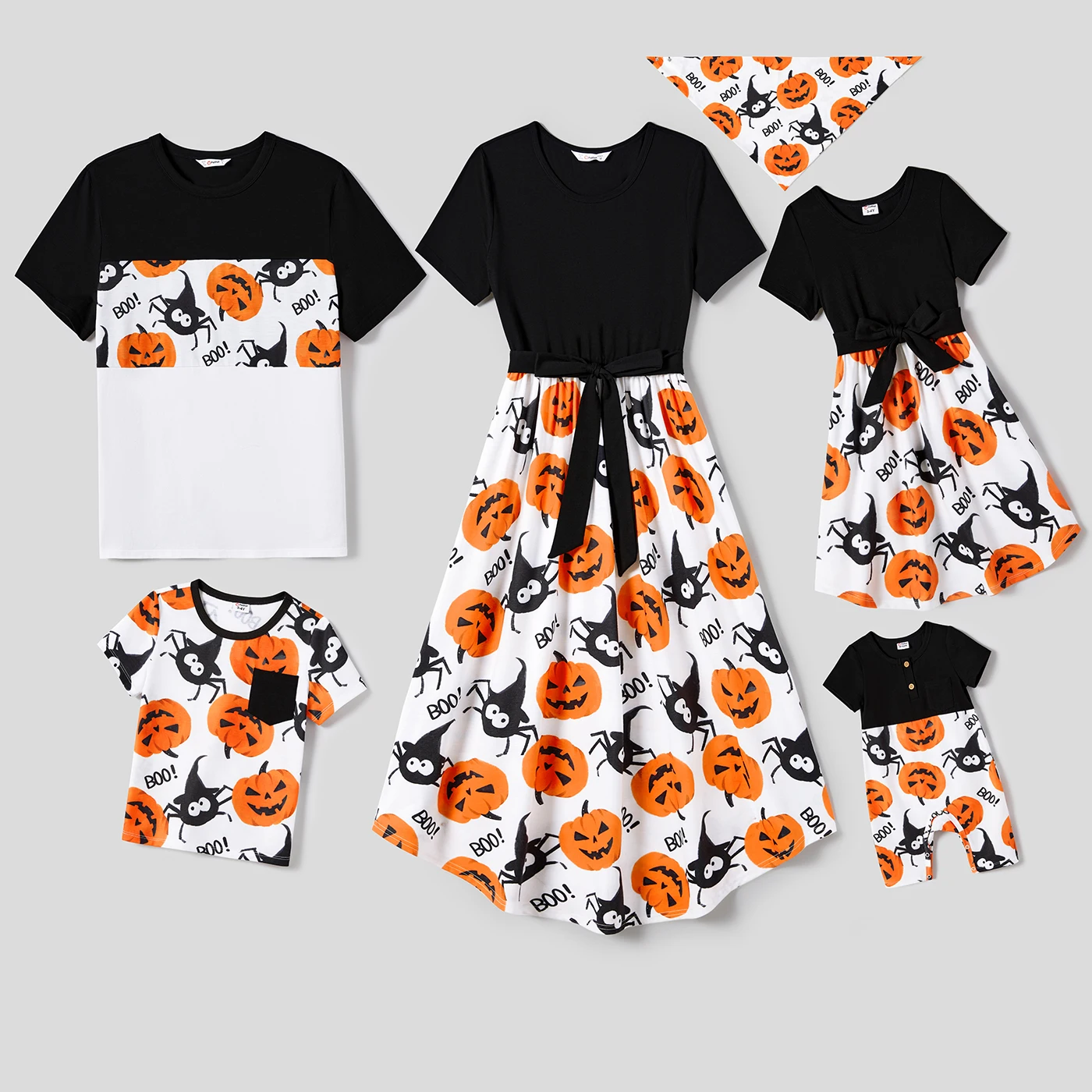 

PatPat Halloween Family Matching Pumpkin Print Dresses and Short Sleeve Colorblock Tops Sets