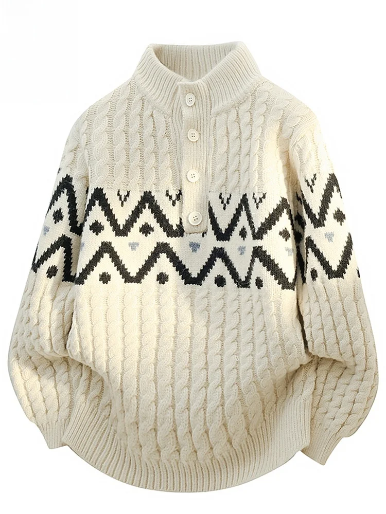 

Мужской модный свитер Fair Isle с длинным рукавом, свободного кроя, из полиэстера и нейлона, новинка весенней коллекции