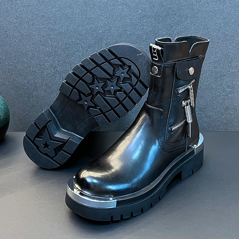 New Arrival High Quality Fashion Casual Ankle Boots Luxury Designer Youth Trending Thick Bottom Punk Style Side Zipper Sneakers