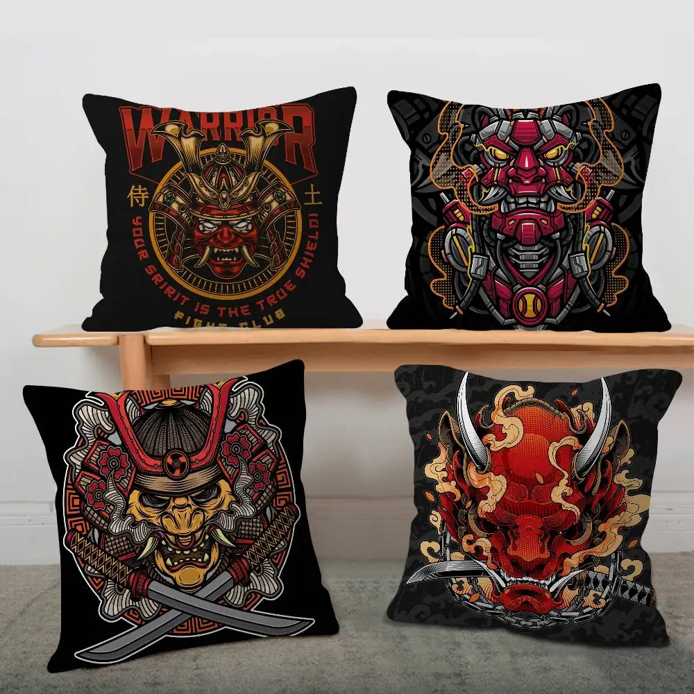 Japanese Samurai Oni Mask Lucky Dragon pillow cover sofa cushion cover home room decoration children gift