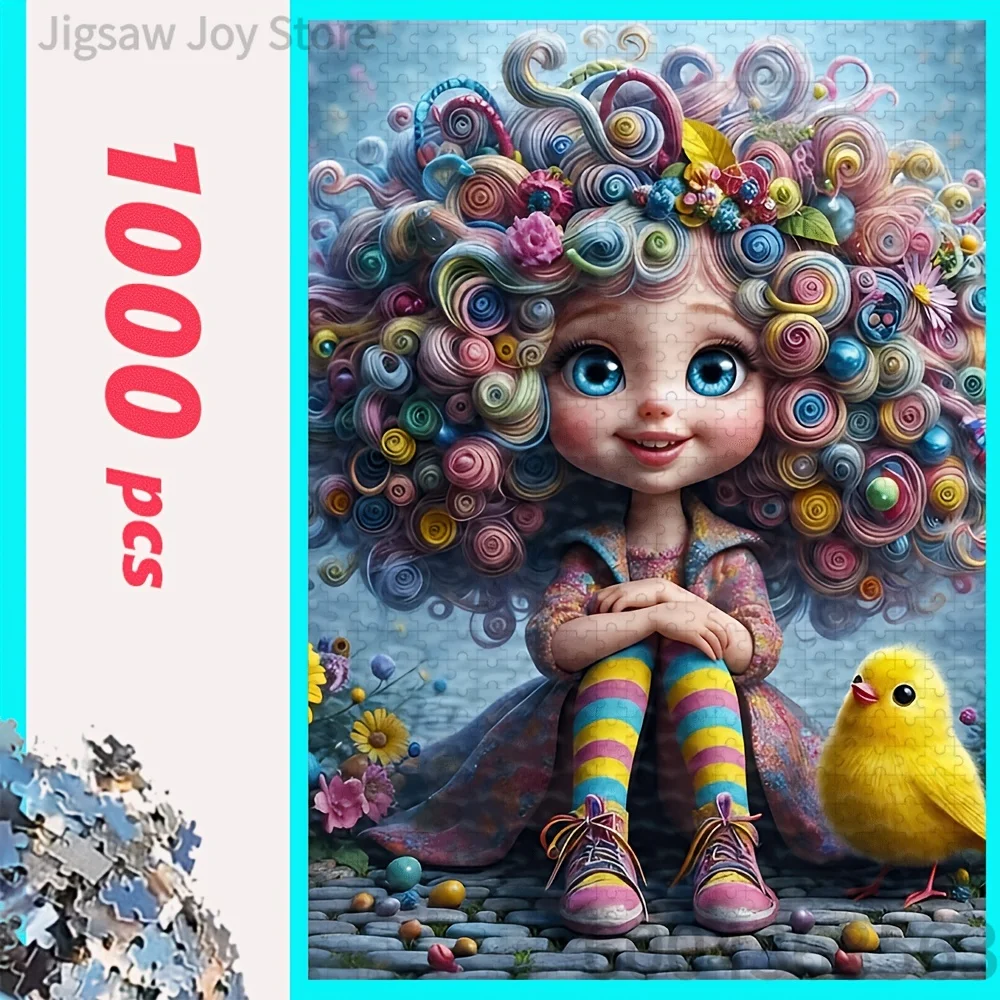 500-2000PCS Jigsaw Puzzle Colorful Curly Hair Girl, Funny Grandma & Yorkie, Cute Elder Couple,Crazy Travel Grannies Cartoon Gift