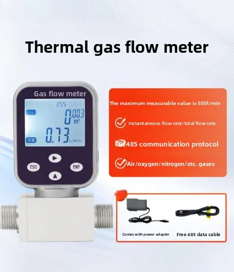 Digital thermal mass gas flowmeter air nitrogen oxygen regulating valve controller