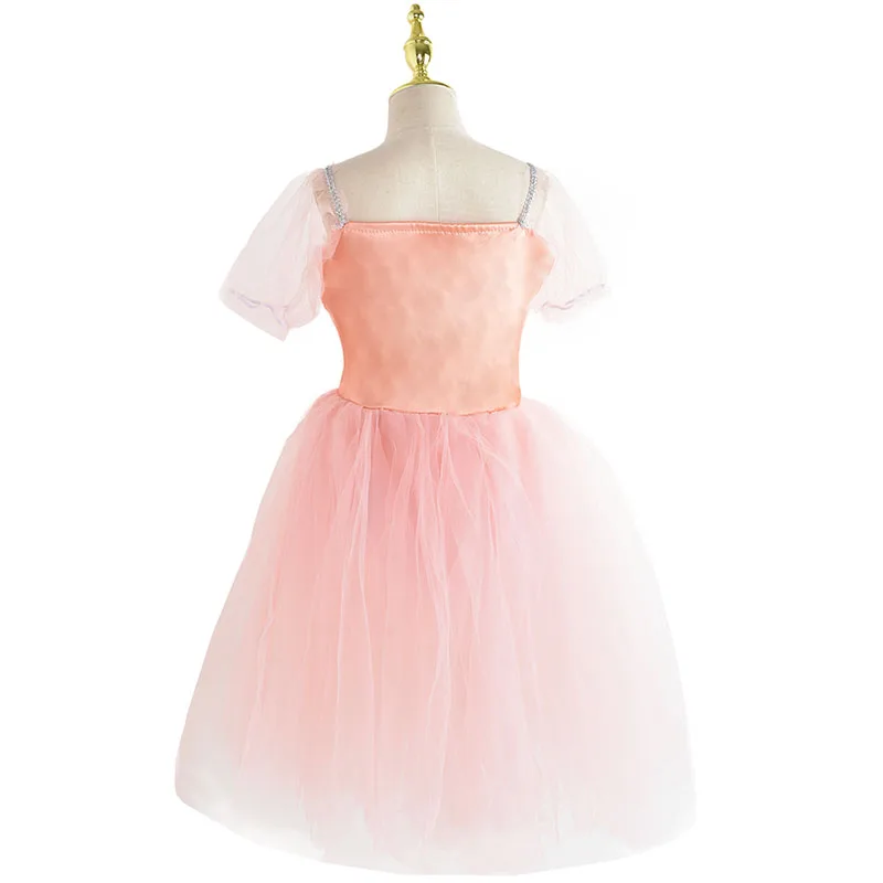 어린이 볼룸 의류 스팽글 꽃 투투 발레 드레스 소녀용 모던 댄스 투투 드레스 소녀 발레 공주 드레스