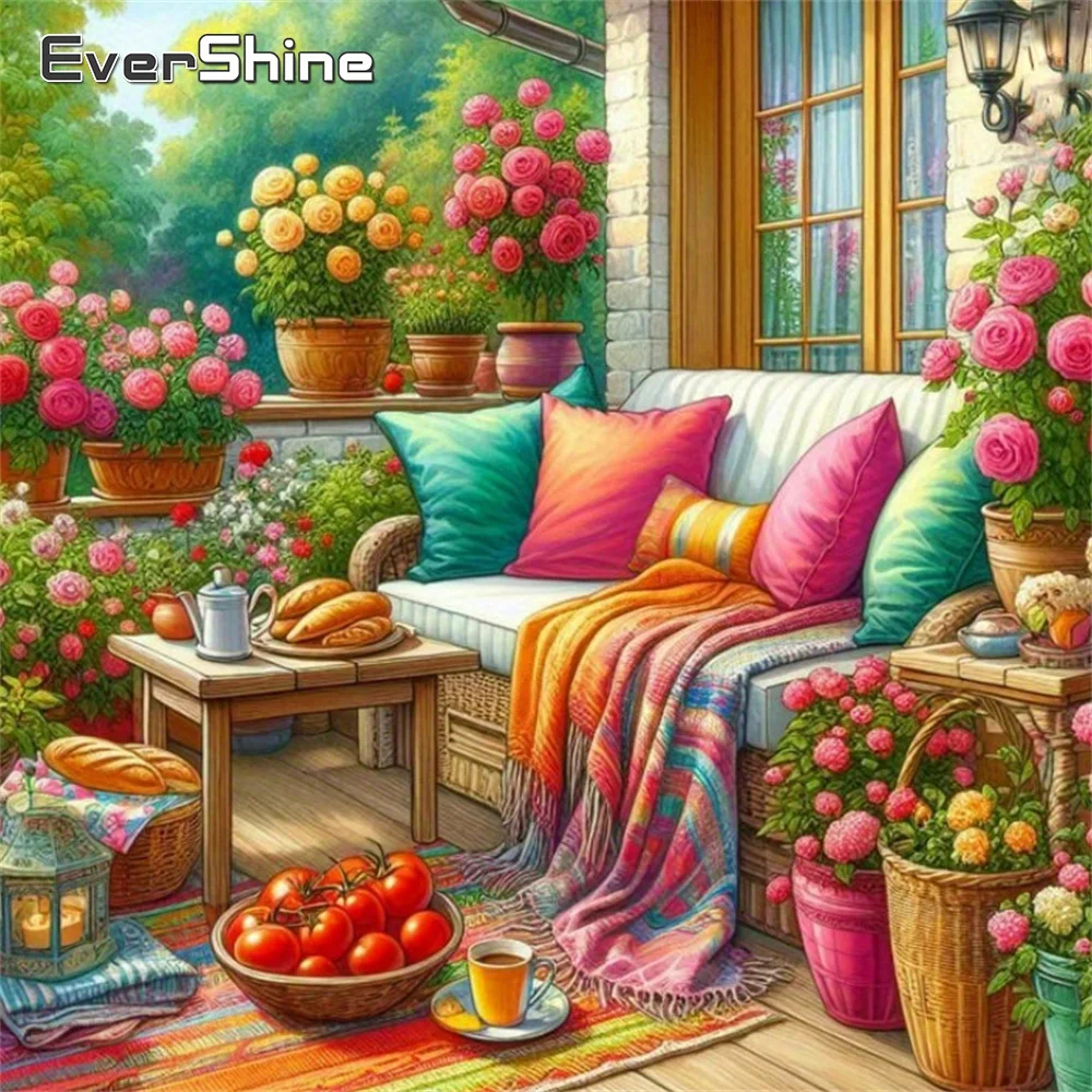 EverShine Diamant-Stickerei Landschaftsbild mit Strasssteinen Mosaik-Blumen Neuerscheinung Gemälde Baum-Dekoration für Zuhause