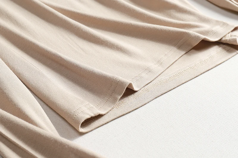 Hochwertige Elastische Basic Einfarbige Langarm-T-Shirts Schlichte Baumwoll-Damen-T-Shirts Lässige Oberteile Koreanischer Stil Dünnes O-Ausschnitt T-Shirt – Detail 13