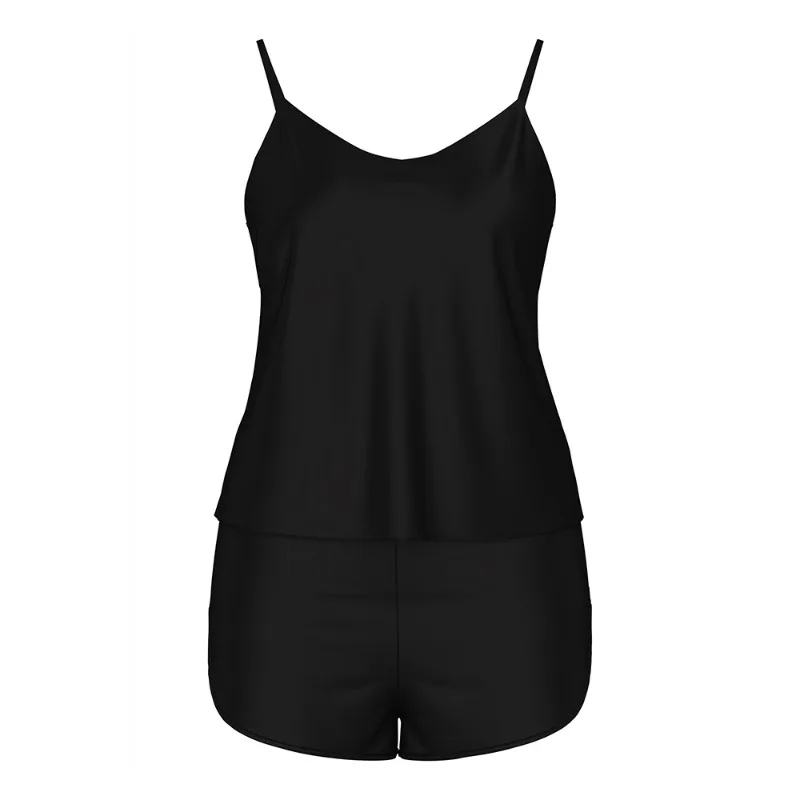 Cross-border simple satin chiffon pajamas women's summer sexy suspender shorts loungewear two-piece set smooth and soft Pajamas