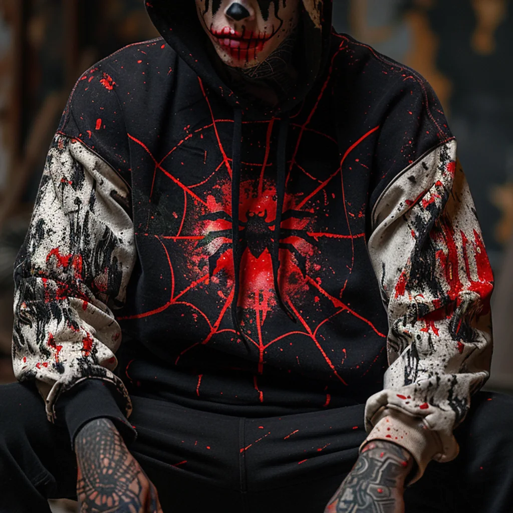 Large size sweatshirt Halloween clown print Gothic pullover sweatshirt men's round neck long sleeved winter pullover sweatshirt