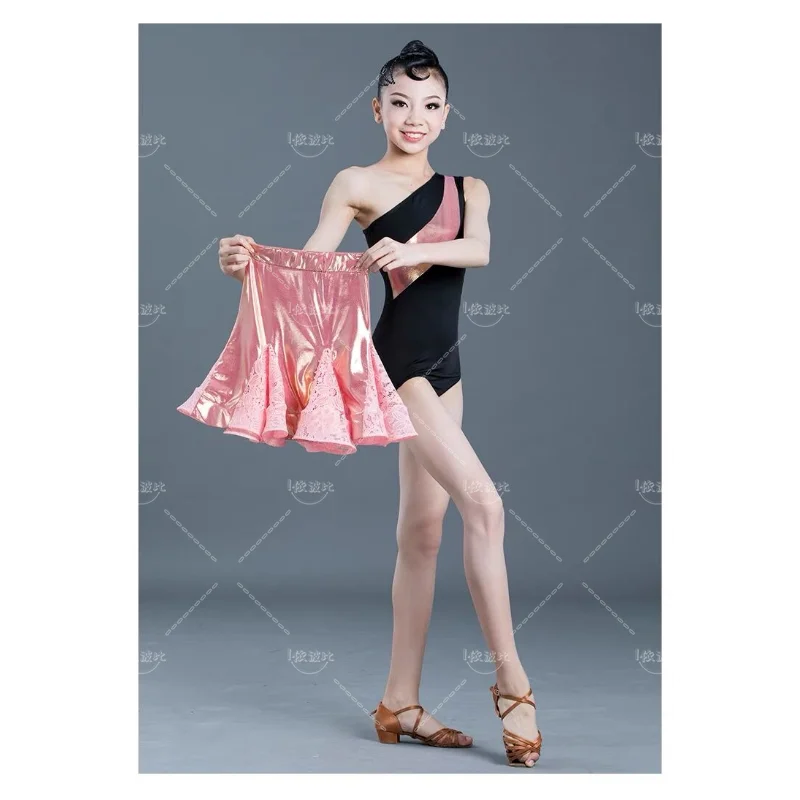 Children's Sexy One Shoulder Leopard Print Latin Dance Dress for Girls Fashion Girl Performance Chacha Dance Dress