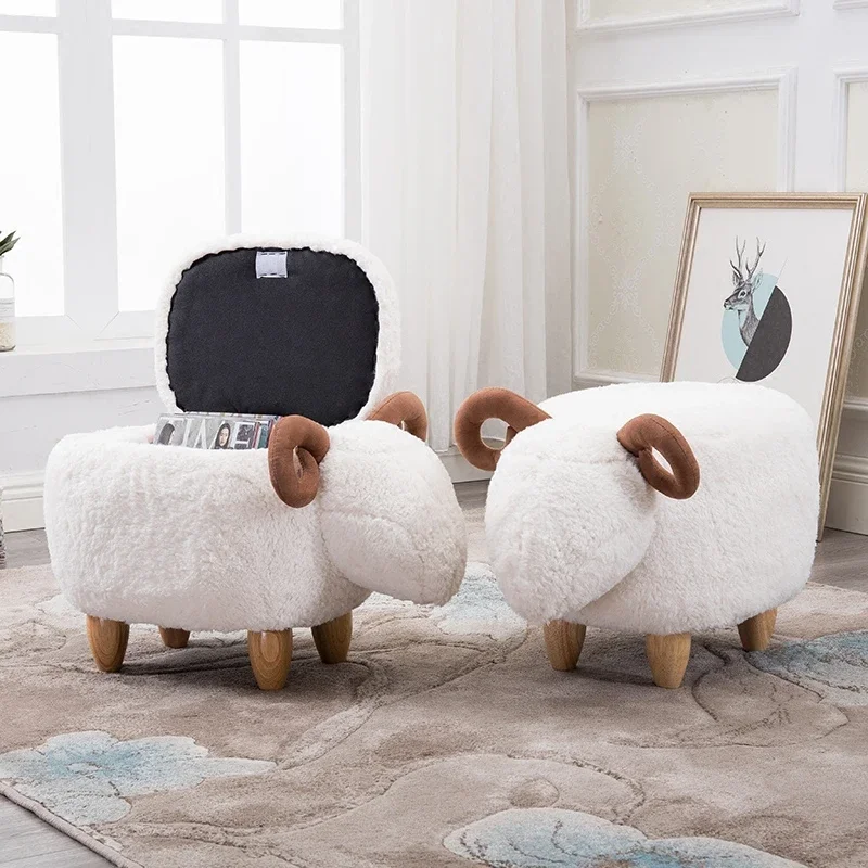 

Creative lamb shoe stool solid wood household storage storage