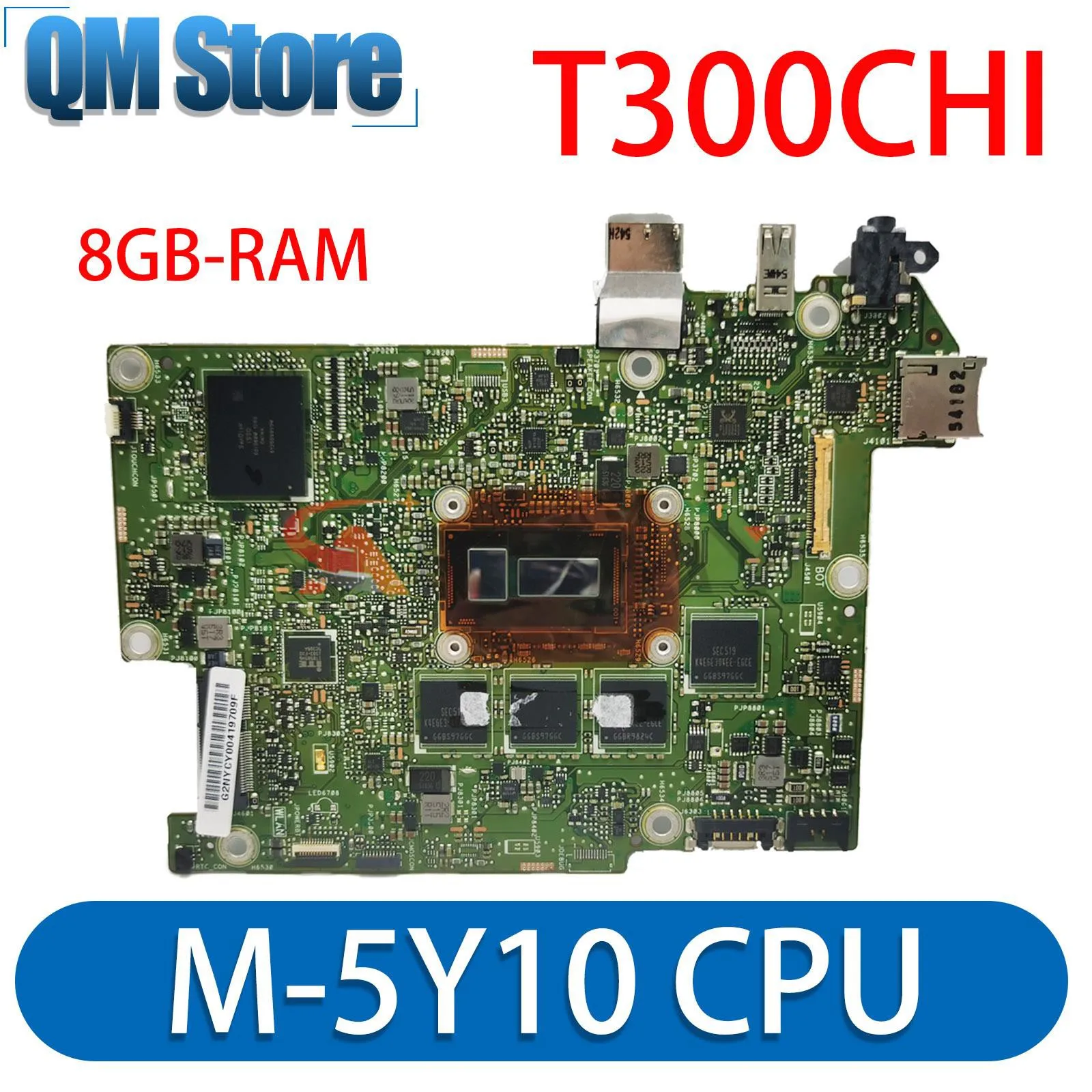 

For ASUS Transformer Book T300 Chi T300CHI T300C Laptop Motherboard M-5Y10 8GB RAM Notebook Mainboard SSD-128G