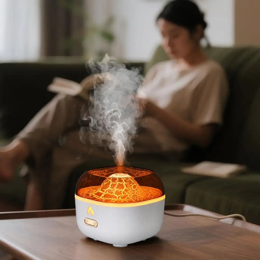 Volcano Simulation Atmosphere Lamp Humidifier, Desktop Bedside Atomization Lamp Lava Light Effect Home Decor No Essential Oil