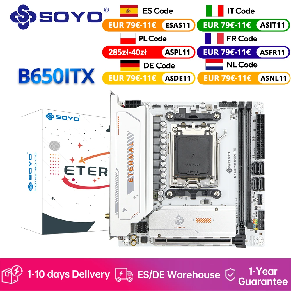 SOYO éternel B650ITX WiFi carte mère de jeu double canal DDR5 AM5 prend en charge Ryzen 9600X 9800X PCIE5.0 NVME SATA3 AMD carte mère